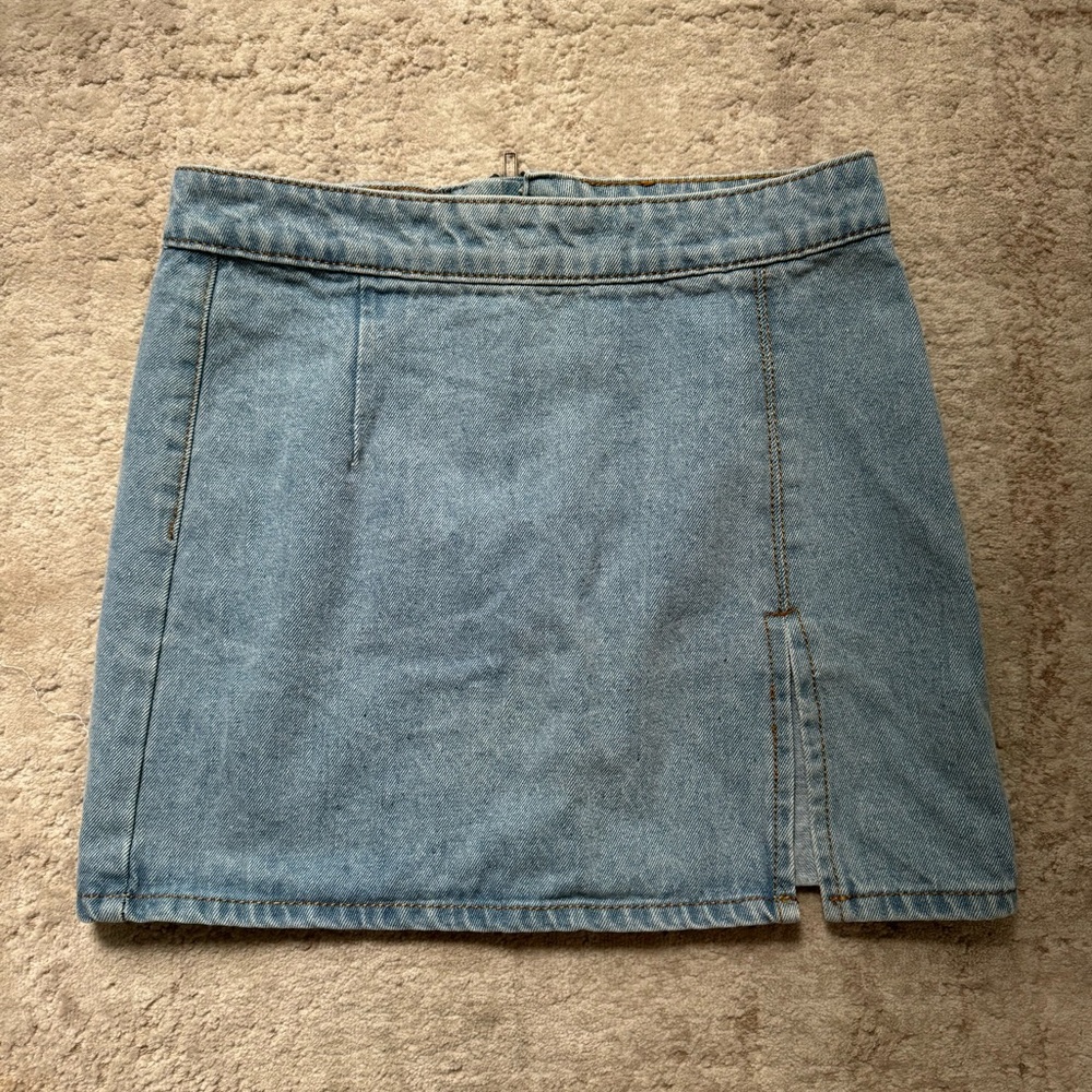 Light Wash Denim Mini Skirt
